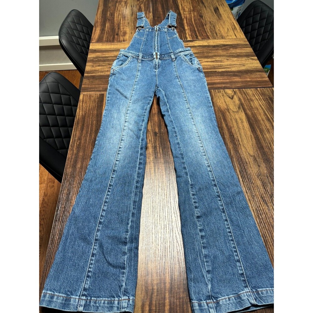 Free People We The Free Flare Zip Bib Overalls Sz 26, size 2, XS - Tags Missing